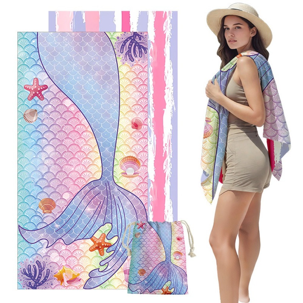 Yoga Fitness Bag - Fish Tail Print Beach Towels and