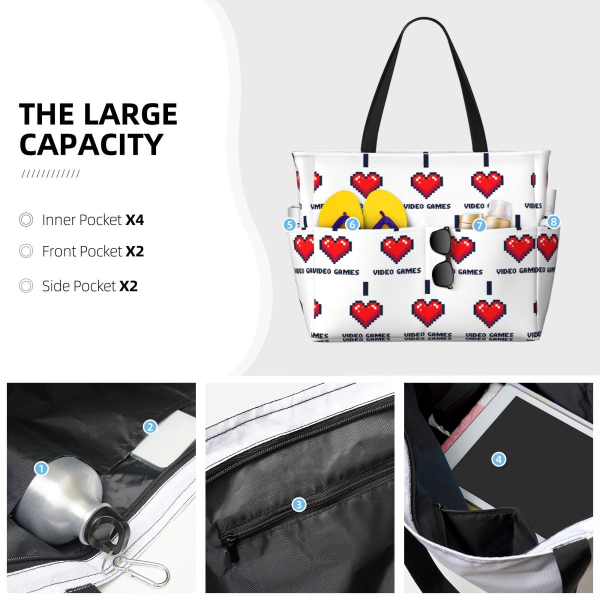 I Heart Video Games Beach Tote - Yoga Fitness Videos Free ulasan dan harga